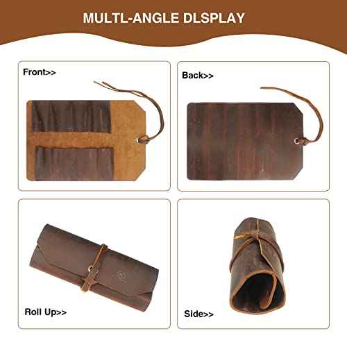 Kosibate Tool Roll Up Bag,Leather Tool Chisel Bag/Wrench Roll Pouch,Portable Woodworking Organizer Tote