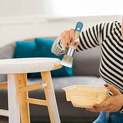 2 Pack Chalk Paint Brush, Chalk and Wax Paint Brush Chalk Paint Tool for Furniture Reusable Flat and Round Chalked Paint Brush for Folk Art Home D?cor Wood Projects Furniture Stencils