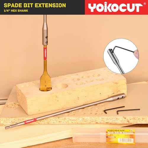 Drill Bit Extension Set, 6 and 12 Inches 1/4 Hex Shank Extension for Spade Bits, 2X Hex Key Included, Wood Spade Drill Bit Extension