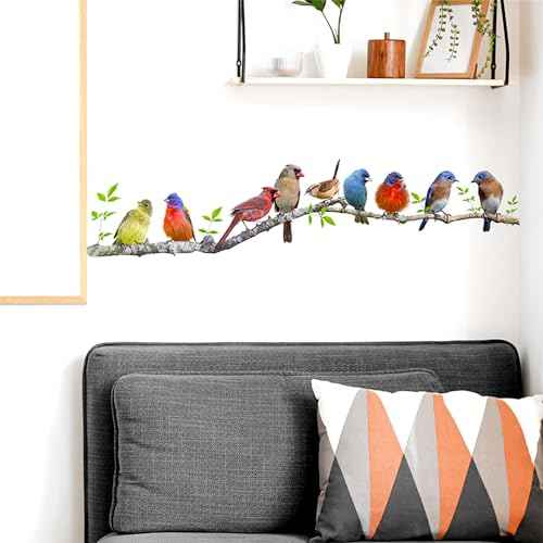 Bird On Branch Wall Decals,Removable Creative Bird Wall Stickers,DIY Vinyl Art Murals for Boys Girls Kids Bedroom Living Room Nursery Decoration (F483)