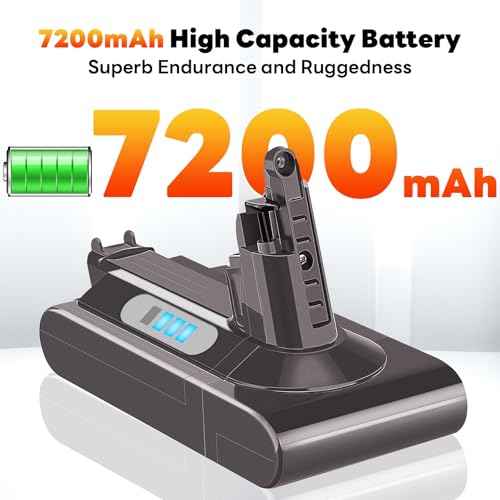 7200mAh High Capacity V10 Battery Replacement Compatible for Dyson V10 Absolute/Fluffy/Motorhead/SV12 Vacuum Cleaner, 25.2V 12-Layer Protections Li-ion Battery with Filters (Not Fit SV10)
