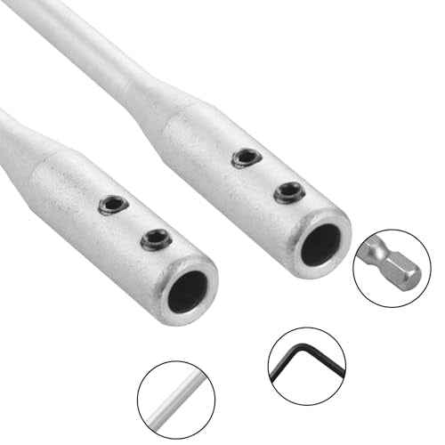 4 Pieces 1/4 Drill Bit Extension Set, High Carbon Steel Drill Extension Set, 6 and 12 Inches Spade Drill Bit Extension with 2 PCS Key for Wood Turners Furniture Carpentry and Construction