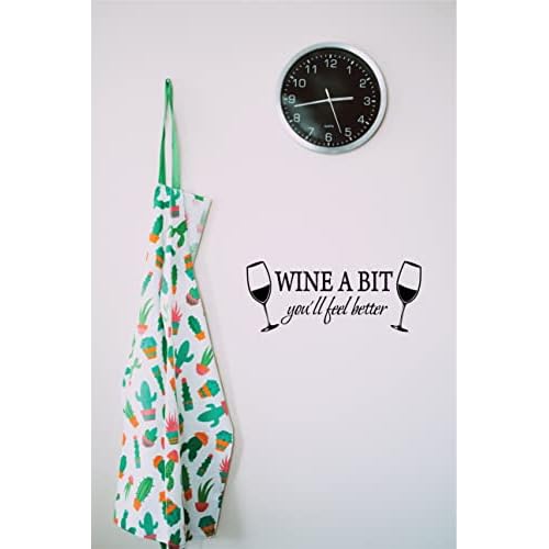 Blinggo WINE A BIT you'll feel better Quote Letter Wall Sticker Decal Home Arts Dinning Kitchen Lounge Decor Wall Decoration