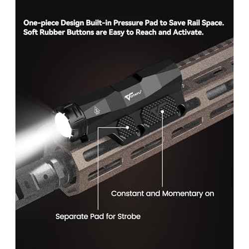 VOTATU ML50 Picatinny/Mlok Flashlight for Rifle, Max 2400 Lumens Weapon Light with Pressure Pad Switch, Rechargeable Flashlight and Tactical Strobe High/Low Mode