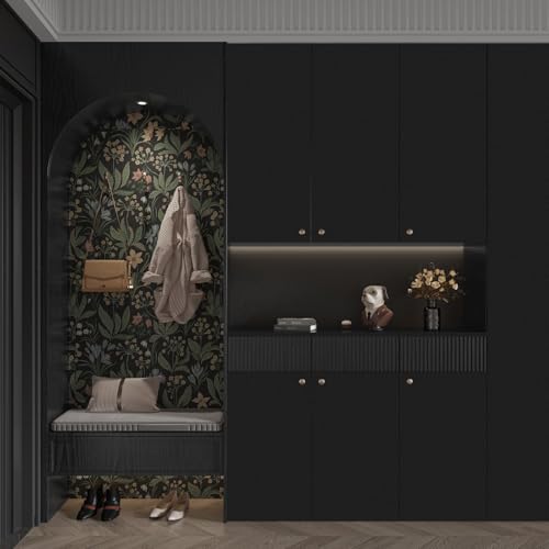 Abyssaly Black Wallpaper Black Peel and Stick Wallpaper, Matte Contact Paper Self-Adhesive and Removable Vinyl Wall Paper for Cabinets Countertops Wall Covering 17.7" X 118"