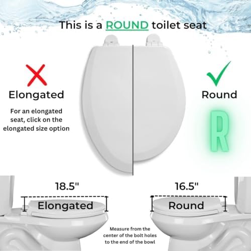 Centoco 2 inch Raised Toilet Seat for Seniors, Round, Open Front with Cover, Plastic, Made in the USA, HL460STS-001, White