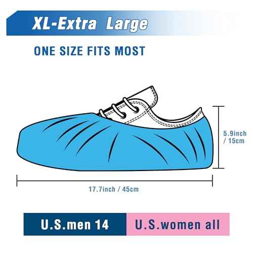 ProtectX Disposable Shoe & Boot Covers, XL Extra Large, 200-pack (100 pairs), Waterproof, Slip Resistant, Durable CPE plastic, Fits up to Men¡¯s 14 US Size and All Women¡¯s US Size Shoes