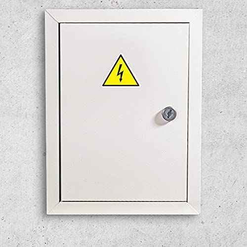dealzEpic - Yellow Triangle Electrical Shock Hazard Risk Warning Sign - Self Adhesive Peel and Stick Vinyl Sticker - 10 cm (3.94 inches) | Pack of 4 Pcs