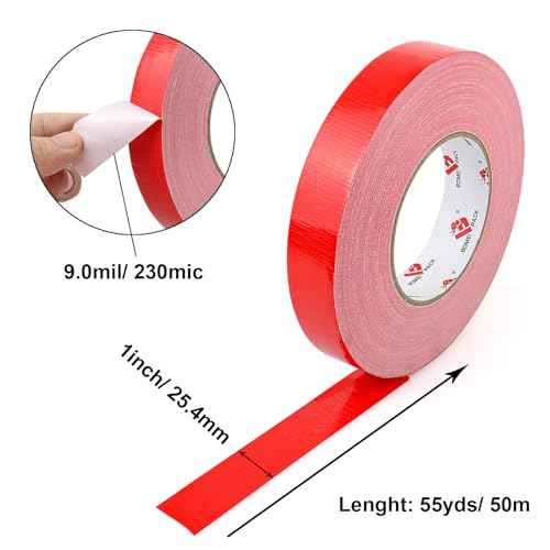 BOMEI PACK Colored Duct Tape,Small Roll,1 inch x 60 Yards,Heavy Duty Waterproof Duct Tape,No Residue,Tear by Hand,9 Mil Industrial Grade StrongTape for Repair,Crafts & Home Improvement (Red)