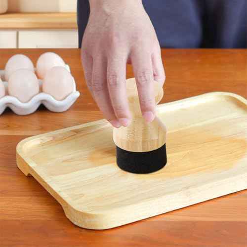 Cutting Board Oil Wax Applicator and Scrub Brush Set- Natural Bamboo with Sisal Fiber and Sponge for Mineral Oil Board, Wooden Worktops, Butcher Blocks, Utensil Care(as Shown,Size:2pcs)