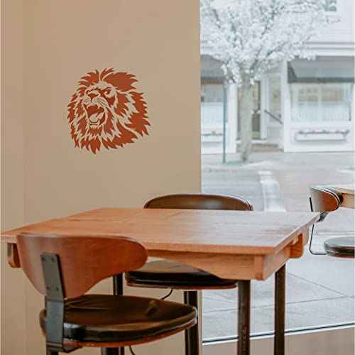 FINGERINSPIRE Lion Head Stencil 11.8x11.8 Inch - Wild Animal Pattern for African Big Cat - Reusable Plastic Stencil for Painting on Wood, Floor, Wall and Tile