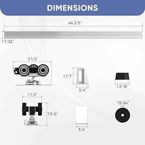 JUBEST 4FT Commercial Grade Pocket Door Hardware and Track Set, Sliding Door Hardware 44.69", Durable and Smoothly, Easy to Install