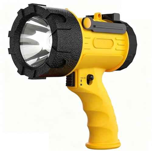 Rechargeable Spotlight Flashlight 200,000 Lumen LED, IP67 Waterproof 12 Hours Long Running Spot Light, Impact Resistant Handheld Spotlight with Detachable Red Lens