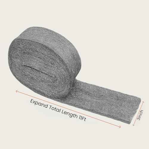 Steel Wool, 3'' x 11Ft, Grade #0000 - #4 Steel Wool, Steel Wool Mice Control - Fine Steel Wool 0000 for Clean Windows Glass, Chrome and Polishing, 0000 Steel Wool for House, Holes, Kitchen(#0000)