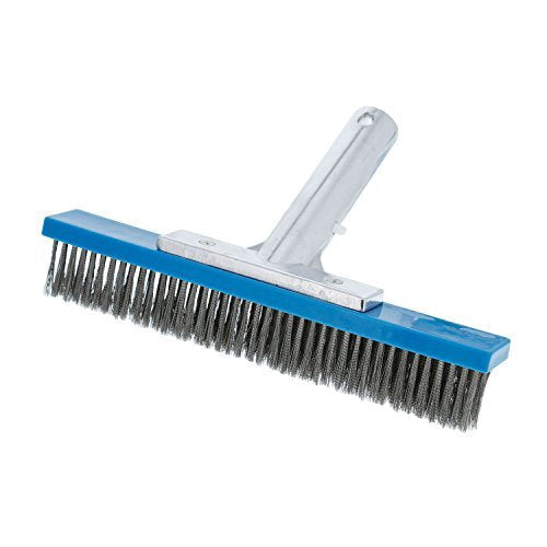 U.S. Pool Supply Pool Brush Head for Inground Pools - 10" Stainless Steel Pool Brush, Metal Wire Bristles, Scrubbing Scrubber Brushes - Remove Calcium Build-Up on Tiles, Rust Stains on Concrete Walls