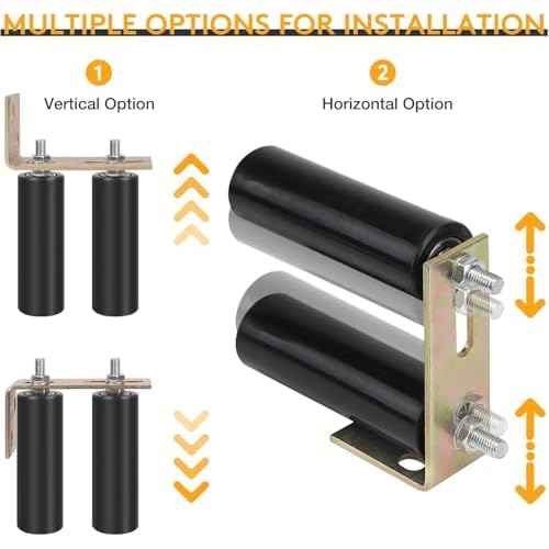 2 Pack 6" Gate Roller Guide with L-Bracket, Universal Adjustable Heavy Duty Sliding Gate Rollers,Sliding Gate Kit, Black Sliding Gate Guide Roller,Sliding Door Hardware