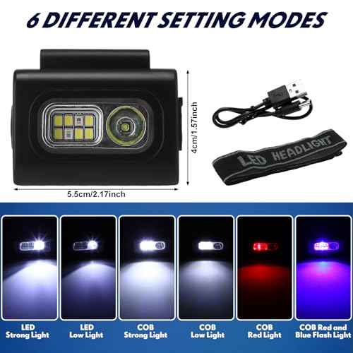 6 Pcs LED Running Lights for Runners Joggers Safety Jogging LED Light Clip Rechargeable Reflective Running Gear Magnetic USB Night Walking for Hiking Jogging Outdoor
