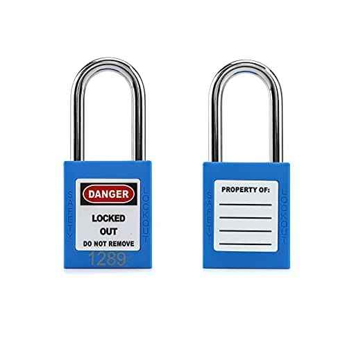 QWORK Lockout Tagout Locks, Safety Padlock, 10 Blue Padlocks with 20 Keys, Keyed Different, for Lock Out Tag Out Stations and Devices