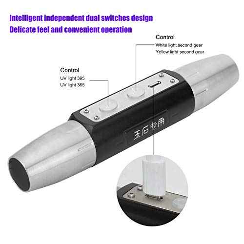 Jade Appraisal Light Detector Lamp, Super Bright DX6 USB Rechargeable Quad LEDs Expert Jade Appraisal Flashlight for Jewelry Appraisal Gemstones Diamond