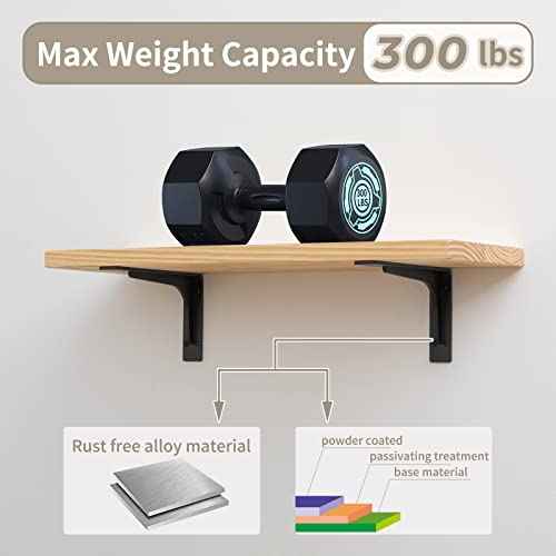 12inch x 7inch shelf brackets,L Shelf Brackets, die-cast formation, vertical Angle, premium alloy metal heavy duty shelf bracket, high strength Mounting Hardware Included, Corner Brace Joint,pack of 4