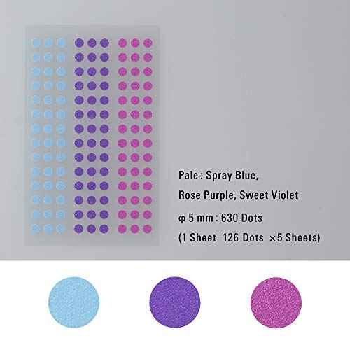 Stalogy 5mm Masking Tape Dot Patches: 0.2 in. Diameter / 126 dots/Sheet / 5 Sheets/Pack (Shuffle Pale)