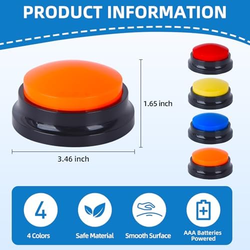 4 Pack Portable AAC Communication Devices for Autism Individuals with Communication Difficulties, Communication Device for Nonverbal Kids, Voice Recording Buttons for Schools, Home, Treatment Courses