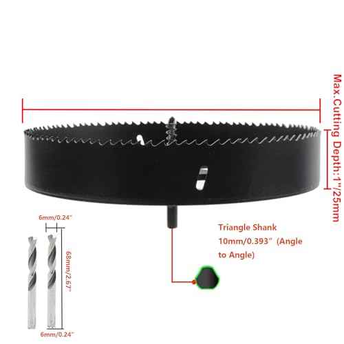 9.5-inch Hole Cutter with Drill Bit and Hex Wrench Drilling Holes Bi-Metal Hole Saw for Wood Plastic Drywall Thin Metal