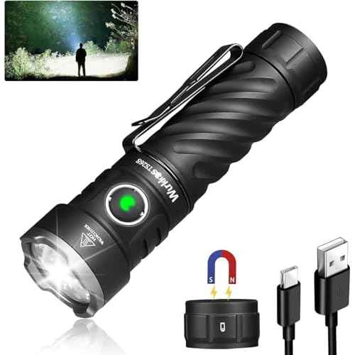 Wurkkos TS26S Rechargeable Flashlight,3100 High Lumens LED Flashlight 95CRI,Magnetic Tail Cap,191 Meters 5000K Boost Constant Current,IP68 Waterproof for Dog Walking,Camping,Emergency