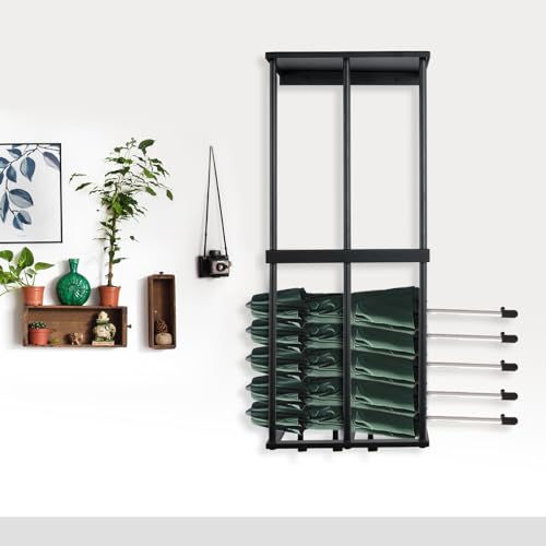 Camping Chair Rack for Garage Storage, Metal Camping Chair Storage Wall Mount Beach Chair Umbrella Storage Holder with 4 Hooks for Garage Organizer