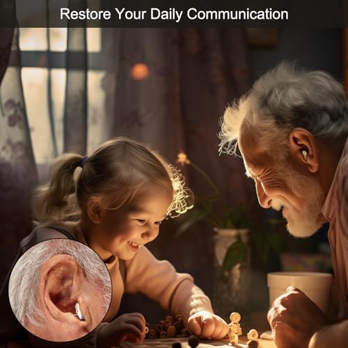 Hearing Aids for Seniors Adults Rechargeable, OTC In-the-Ear Hearing Aid Not Amplifier, Hearing Aides for Men Women Hearing Loss, Invisible Hearing Ear Buds Earbuds, Fathers Mothers Day Gifts