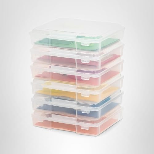 IRIS USA Board Game Storage Craft Organizer Box with Snap-Tight Latch Lid, 6-Pack Portable Plastic Case Bin for Puzzles, Magazines, Hobbies, Art Supplies, Fits 8.5" x 11" & A4 Papers, Thick, Clear