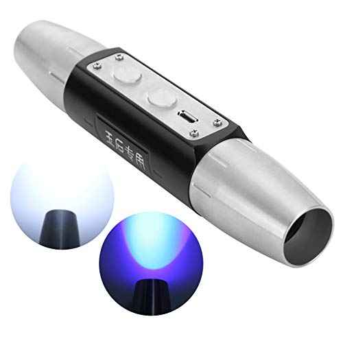 Jade Appraisal Light Detector Lamp, Super Bright DX6 USB Rechargeable Quad LEDs Expert Jade Appraisal Flashlight for Jewelry Appraisal Gemstones Diamond