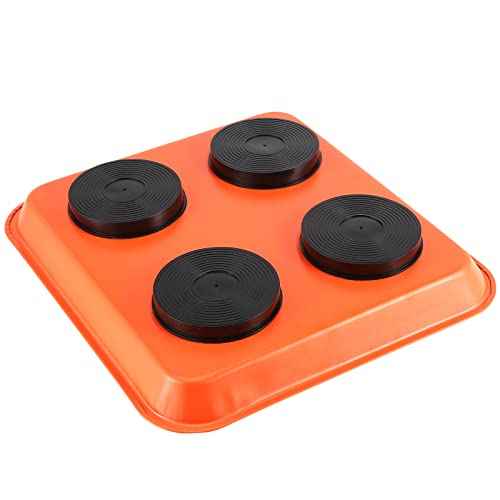 SEUNMUK 8 Pack Orange Magnetic Parts Tray Set, Stainless Steel Rectangle Magnetic Tray Holder for Socket Screw, Nuts, Bolts, Metal Parts, 11.4 x 10 Inch, 5.9 x 2.6 Inch and 3.7 x 2.5 Inch