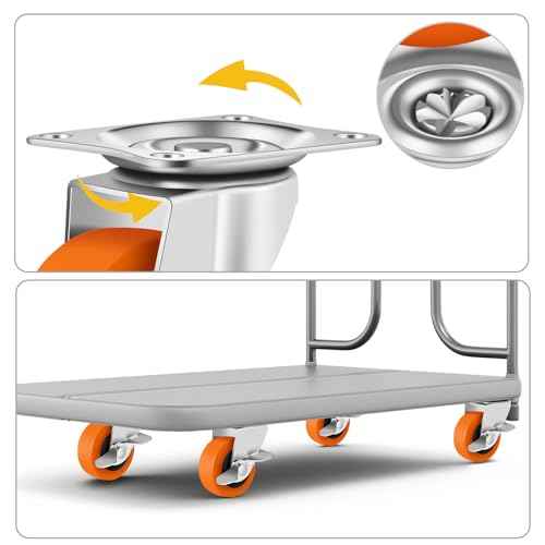 Caster Wheels, 3 Inch Casters Set of 16, Heavy Duty Casters with Brake, Locking Castors with Polyurethane Wheel£¬Plate Swivel Castor Wheels for Furniture Carts,Workbench Caster,Pack of 16