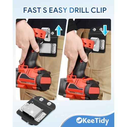 Hammer Holder and Tape Measure Clip for Belt, Magnetic Belt Tool Holder, Strong Magnet Tool Clip for Wrench, Pliers, Screw Driver, Screws, Sockets, Drill Bit, 3 Pack