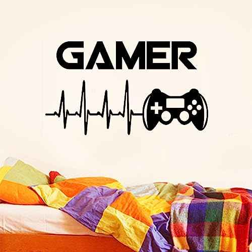 Game Room Decor Stickers Gaming Poster, hanlongyu Vinyl Gaming Decals Video Gamer Wall Decor, Easy to Peel and Stick Wallpaper Mural for Teen Bedroom Playroom Home Decorations (Gamer)