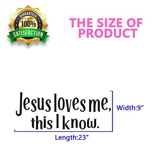 SEATUNE Wall Stickers for Kids, Nursery Wall Decals, Quotes Jesus Christian Bible Verse Prayer God Boys Baby Bedroom Inspirational Family Home Vinyl Art Wall Decor, Jesus Loves Me This I Know 23"X9"