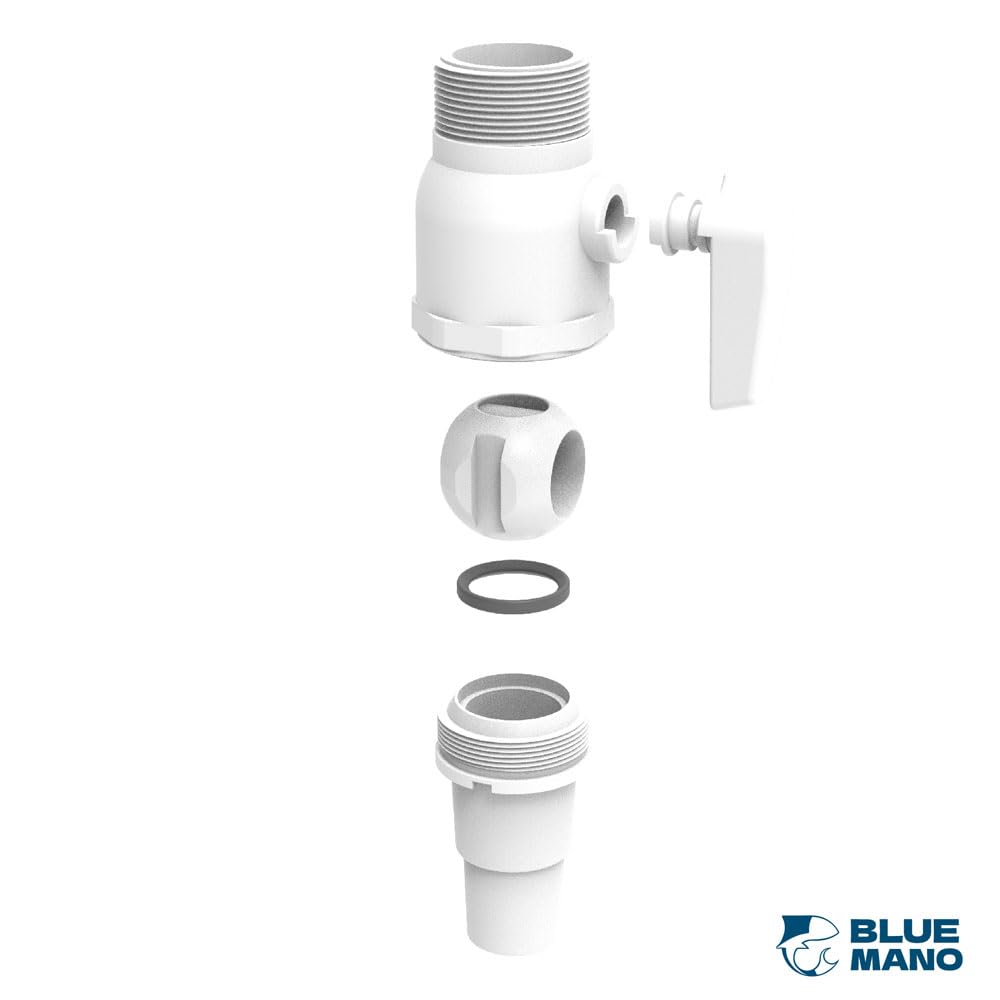 Blue Mano Upgrade 2-Way Ball Valve, 1.5" MIP x 1.25" MIP Pool Shut Off Valve, Direct Replacement for Hayward SP0729 Valve & Most Above Ground Pool Filter Systems