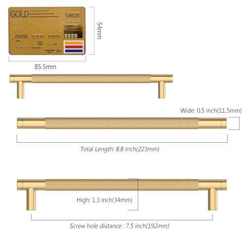 Amerdeco 10 Pack Champagne Bronze Cabinet Pulls 7.5 Inch(192mm) Hole Center Drawer Pulls Cabinet Hardware Kitchen Cabinet Handles for Bathroom ZH0031