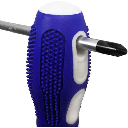 Slotted and Phillips Screwdriver, PH2 12" Long Cross-head & Flat Blade Magnetic Screwdriver with Rubber Handle