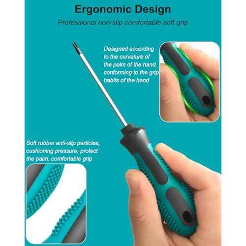 Torx Screwdriver Set, 6-Piece Small Star Screwdriver Set with T5, T6, T7, T8, T9, T10 Mini Security Torx Screwdrivers, Professional Non-Slip Cushion Grip Magnetic Screw Driver Set Kit (Green)