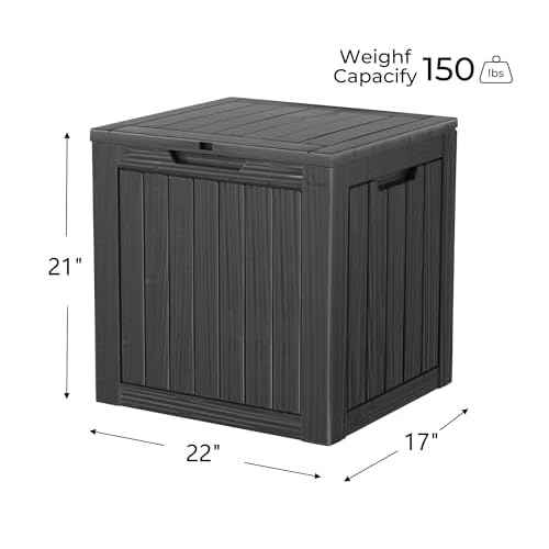 35 Gallon Resin Deck Box, Waterproof Outdoor Storage Bin for Patio, Poolside, and Garden, Lockable & UV-Resistant, Ideal for Small Spaces, Black