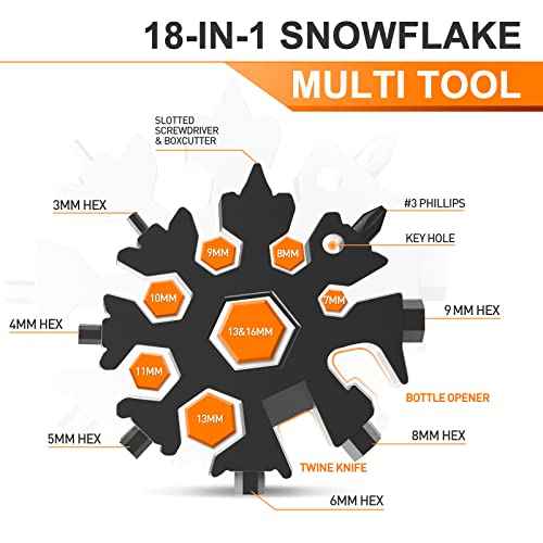 Dusor Gifts for Men Him Dad Husband, 18-in-1 Snowflake Multitool, Stocking Stuffers for Adults, Mens Gifts for Christmas, Gift for Dad Who Want Nothing, White Elephant Gift for Adults, Gadgets for Men