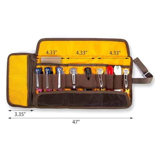 Pocket Knife Display Case | EDC Roll-Up Tool Bag, Folding Knives Roll Bag Organizer for Notebook Lovers | Multi-Pocket with Elastic Loops, Storage knifes Pouch for Camping and Outdoor Use