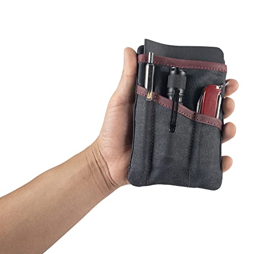 Hide & Drink, Multi-Tool Pocket Pouch, Compact Multipurpose EDC Zippered Bag, Mini Camping Tool Case, Waxed Canvas, Knife Holster, Handmade Slim Organizer