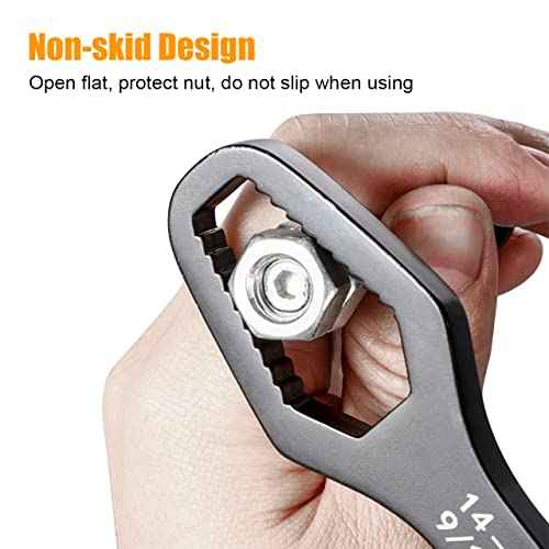 2pcs Black Universal Wrench,8-22mm Universal Torx Wrench,Double-ended Self-tightening Adjustable All in One Tool