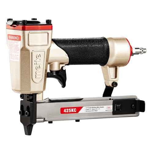meite 425KC Narrow Crown Stapler, Fits 18 Gauge 1/4" Crown 1/2" to 1" Staples, with Safety Trigger, Heavy Duty Staple Gun for Wood, Furniture, Fabric, Leather, DIY & Professional Use