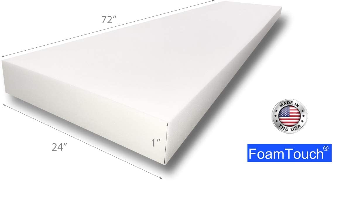 FoamTouch 1x24x72HDF Upholstery Foam 1x 24x72, White, Pack of 2