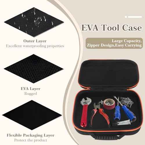 Waterproof Tool Bag,Shockproof Tool Box,Hard Travel Storage Carrying Protective Case for Cordless Drill/Driver,Fabric Accessory Storage Case for Electric Grinder Drill Convenient