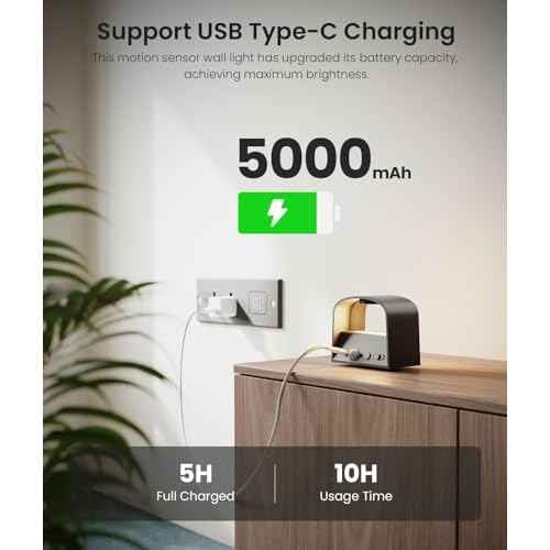 FULEN 4 Pack Motion Sensor Wall Lamp with Remote Control 3 Colors Wireless Wall Light LED Indoor Up and Down Wall Sconce 5000mAh Rechargeable Battery Powered Wall Lamps Brightness Adjustable,Black